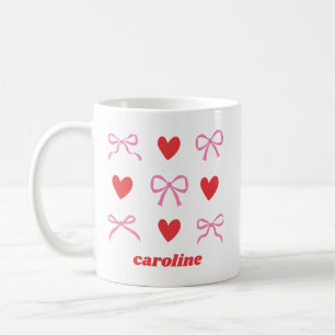 Mug Nom personnalisé Coquette rouge rose Coeur arrière