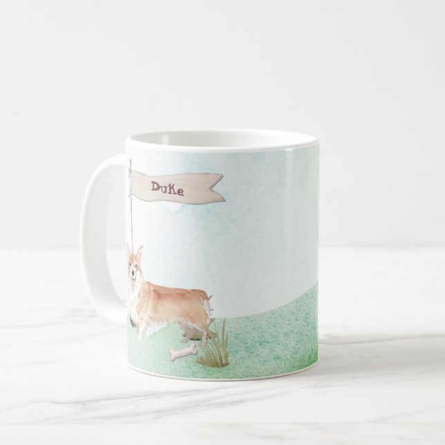Mug Nom personnalisé Corgi chien animal (Devant gauche)