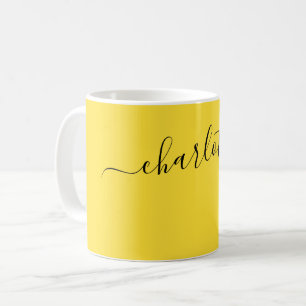 Mug Nom Personnalisé Couleur Jaune Banane Élégant