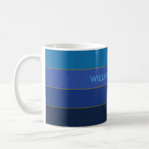 Mug Nom personnalisé Couleurs bleues Bloc de couleur