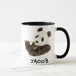 Mug Nom personnalisé Cute Panda Aquarelle Animal