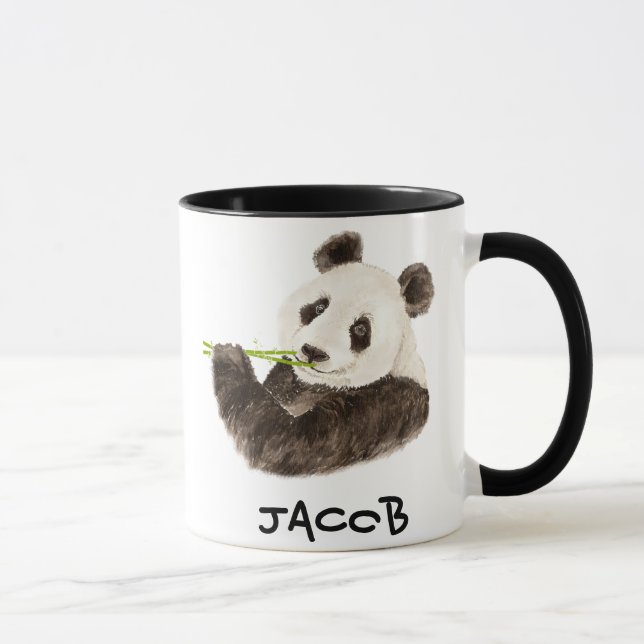 Mug Nom personnalisé Cute Panda Aquarelle Animal (Droite)