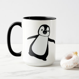 Mug Nom personnalisé Cute Peeking Penguin Holiday Two