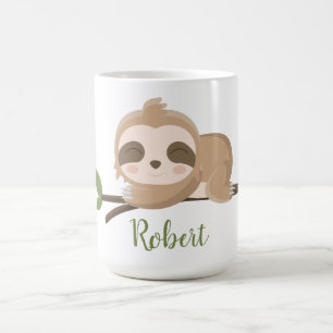 Mug Nom personnalisé Cute Sloth Sleeping