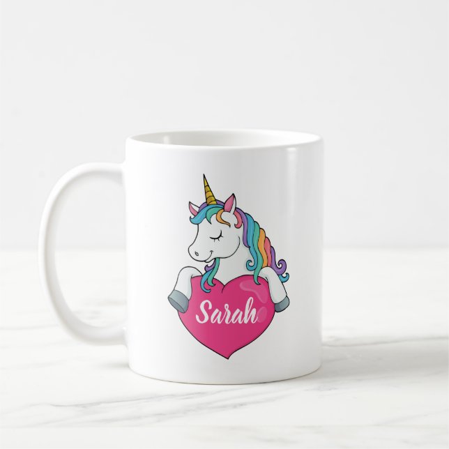 Mug Nom personnalisé Cute Unicorn  (Gauche)