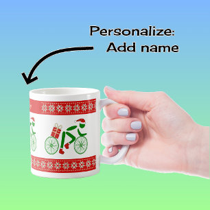 Mug Nom personnalisé cyclistes de Noël