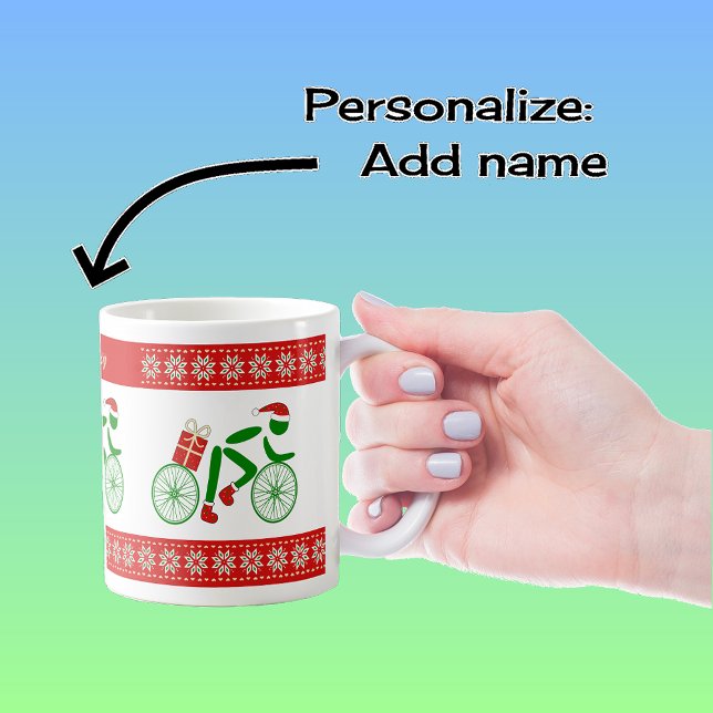 Mug Nom personnalisé cyclistes de Noël (Créateur téléchargé)