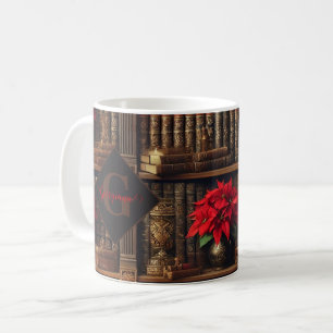 Mug Nom personnalisé Dark Academia Poinsettia Librairi