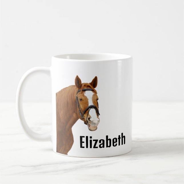 Mug Nom personnalisé de cheval drôle mignon (Gauche)