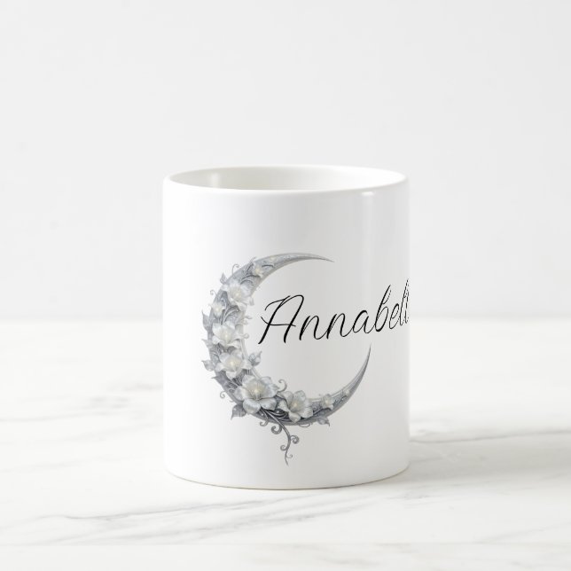 Mug Nom personnalisé de déesse lunaire céleste florale (Centre)