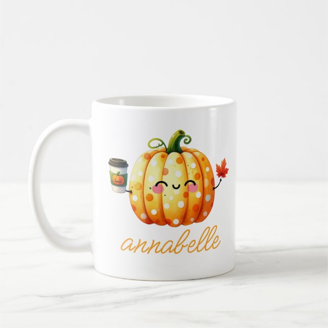 Mug Nom personnalisé de la chute du Citrouille | Café  (Gauche)