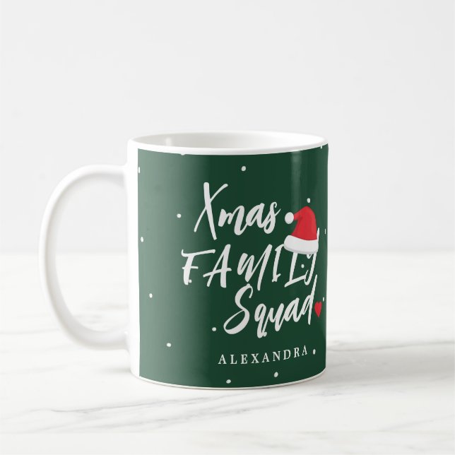 Mug Nom personnalisé de la famille Noël squad script  (Gauche)