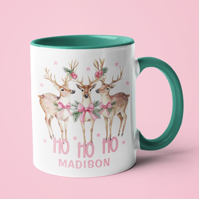 Mug Nom personnalisé de l'adorable Coquette Reindeer d (Créateur téléchargé)