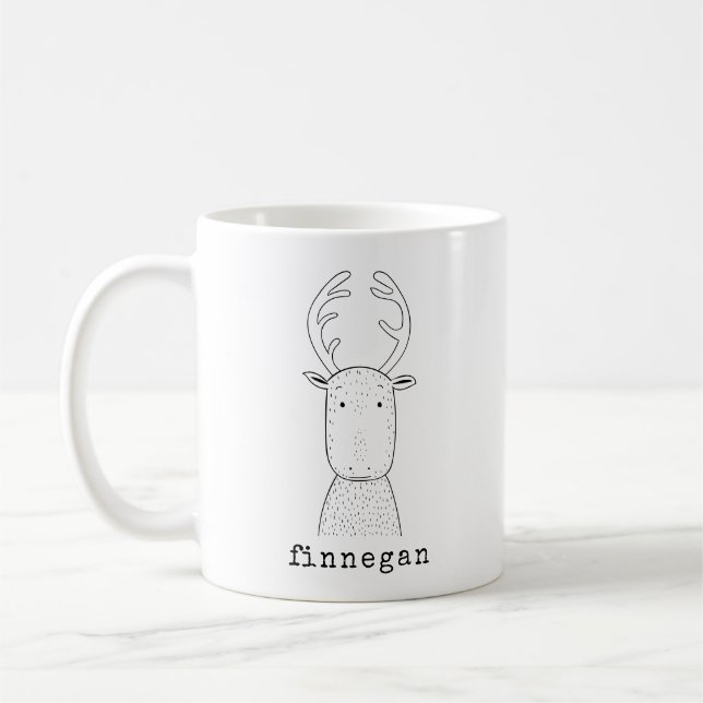 Mug Nom personnalisé de l'illustration de ligne simple (Gauche)