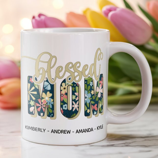 Mug Nom personnalisé de maman bienheureuse (Personalized Mug for Mom)