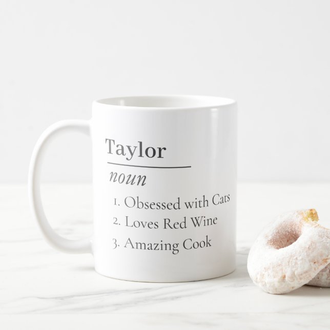 Mug Nom personnalisé Définition Dictionnaire drôle Fai (Avec donut)