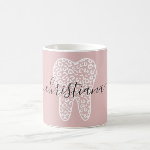 Mug Nom personnalisé Dental Empreinte de léopard Tooth