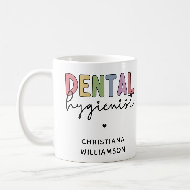 Mug Nom personnalisé Dental Hygienist RDH Cadeaux (Gauche)