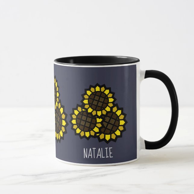 Mug Nom personnalisé des fleurs de soleil (Droite)