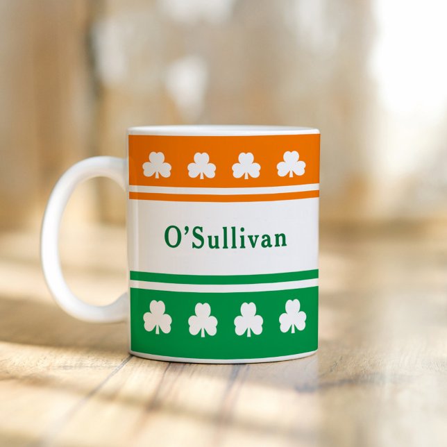 Mug Nom personnalisé Drapeau d'Irlande Couleurs (Créateur téléchargé)