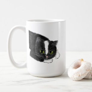 Mug Nom personnalisé du chat noir et blanc