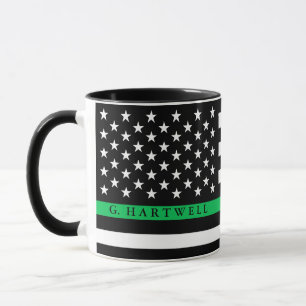Mug Nom personnalisé du drapeau américain style Ligne