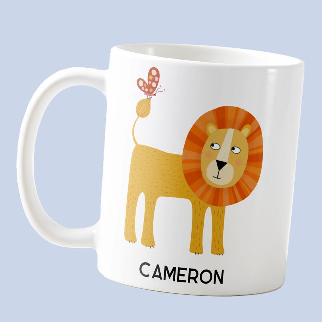 Mug Nom personnalisé du lion mignon (Fun lion personalized custom name coffee mug)