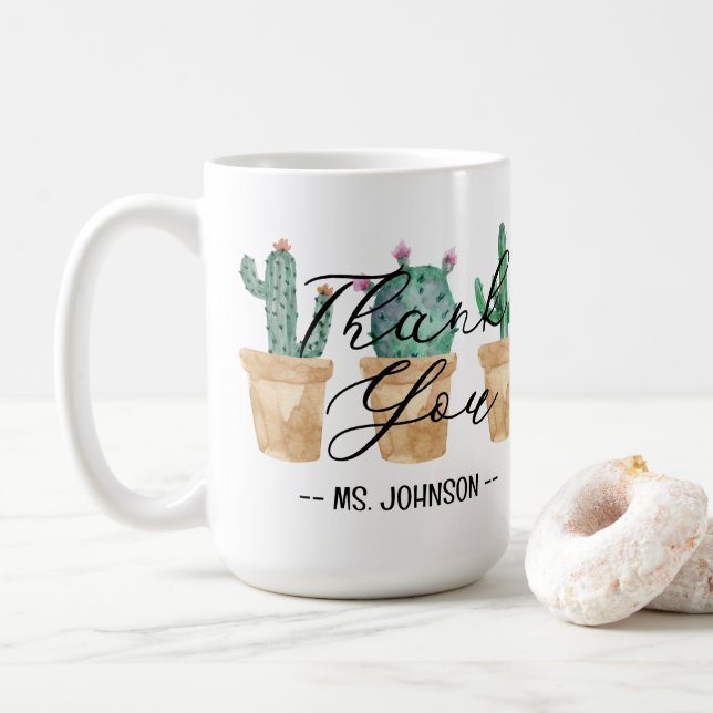 Mug Nom personnalisé du Merci Cactus (Avec donut)
