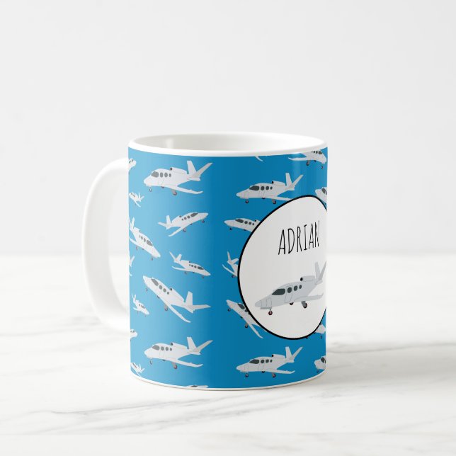 Mug Nom personnalisé du Motif d'avion Jet (Devant gauche)