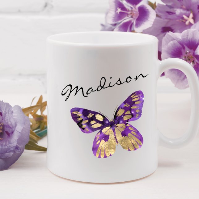 Mug Nom personnalisé du script papillon personnalisé (Créateur téléchargé)