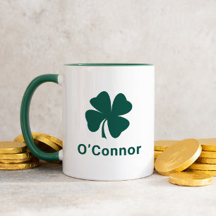 Mug Nom personnalisé du trèfle vert irlandais