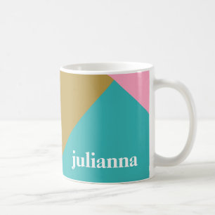 Mug Nom personnalisé élégant coloré géométrique chic