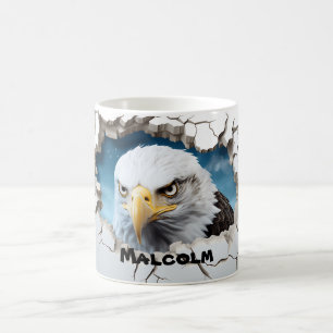 Mug Nom personnalisé en 3D Hiver American Bald Eagle