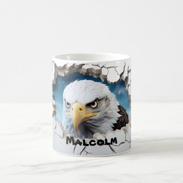 Mug Nom personnalisé en 3D Hiver American Bald Eagle (Centre)