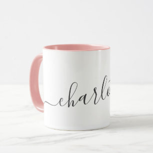 Mug Nom personnalisé en écriture minimaliste manuscrit