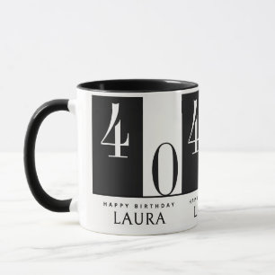 Mug Nom personnalisé et âge Anniversaire noir et blanc