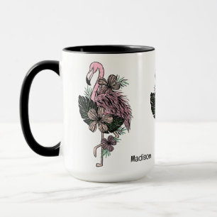 Mug Nom personnalisé et couleur Flamant rose rose