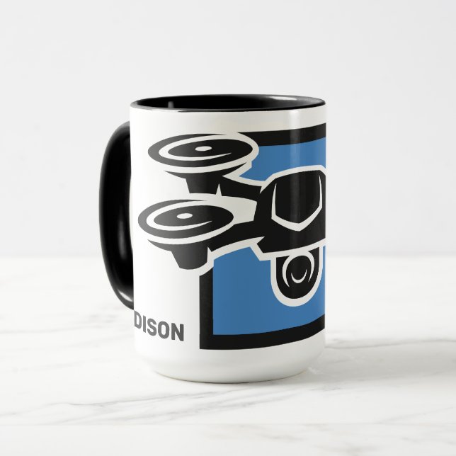 Mug Nom personnalisé et drone de texte (Devant gauche)
