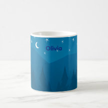 Mug Nom Personnalisé, Étoiles Lune au-dessus des M