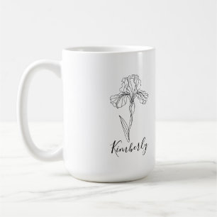 Mug Nom personnalisé Février iris Fleur de naissance