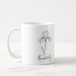 Mug Nom personnalisé Février iris Fleur de naissance
