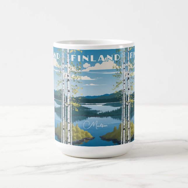 Mug Nom personnalisé Finlande Nature Illustration (Centre)