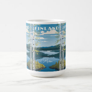Mug Nom personnalisé Finlande Nature Illustration