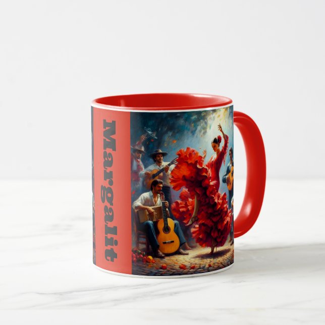 Mug Nom personnalisé Flamenco Latina Danse Espagnole (Devant droit)