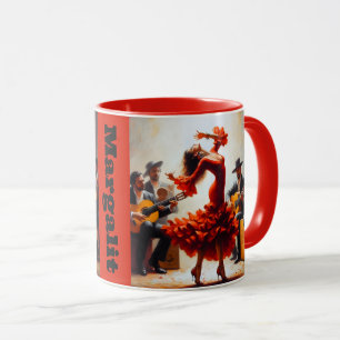 Mug Nom personnalisé Flamenco Latina Danse Espagnole