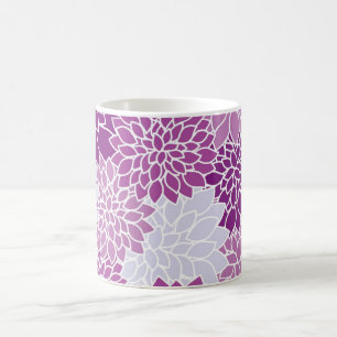 Mug Nom personnalisé Fleur Dahlia rose et blanc