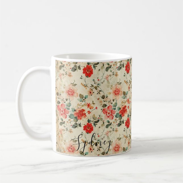 Mug Nom personnalisé fleur sauvage (Gauche)