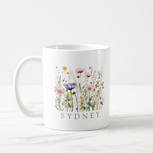 Mug Nom personnalisé fleur sauvage (Gauche)