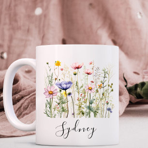 Mug Nom personnalisé fleur sauvage