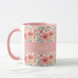 Mug Nom Personnalisé Floral Élégant Vintage